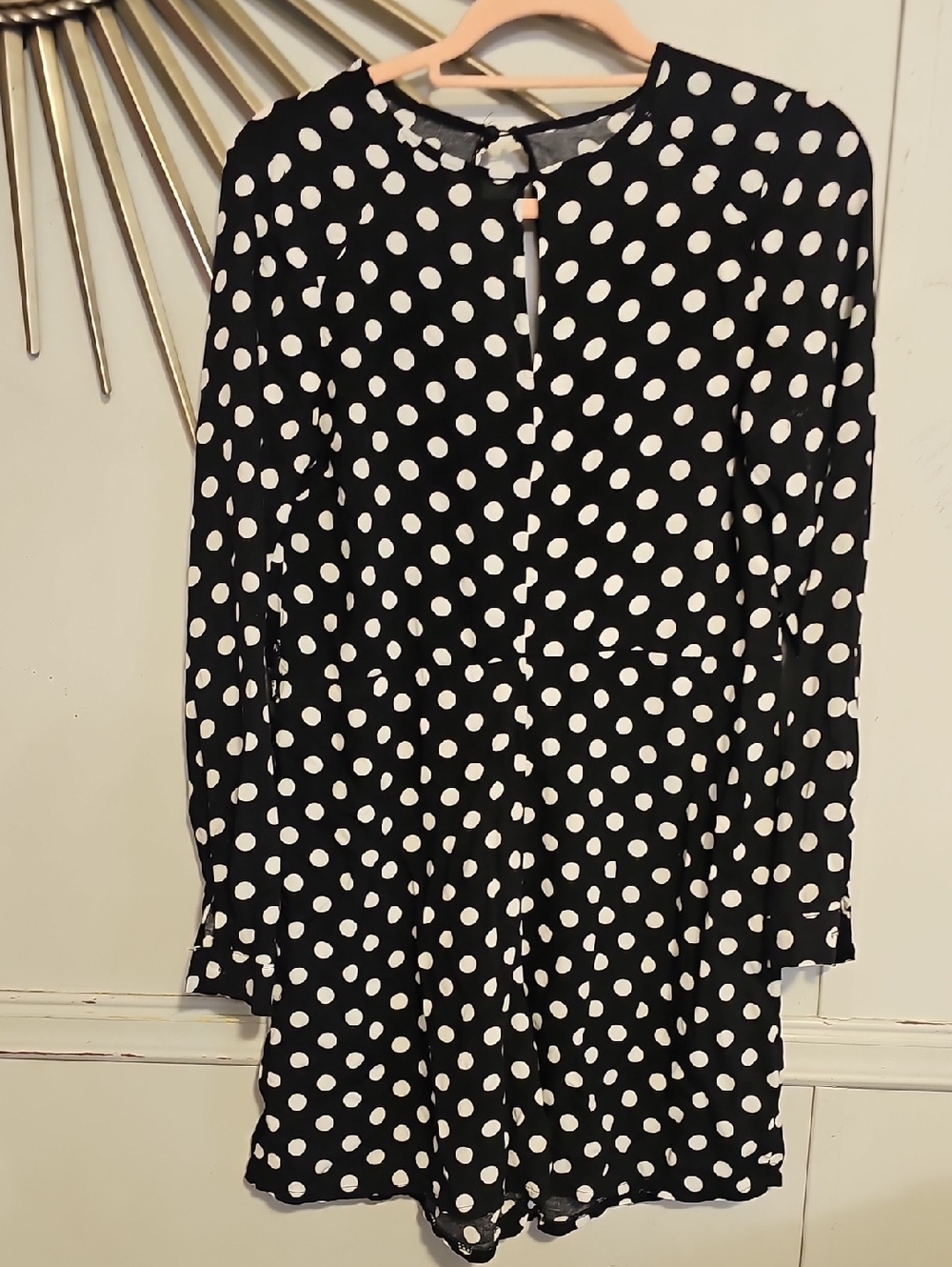 Black & White Polka Dot Women's Romper Large